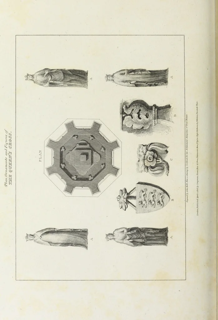 An illustration from The architectural antiquities of Great Britain, represented and illustrated in a series of views, elevations, plans, sections, and details, of various ancient English edifices : with historical and descriptive accounts of each, 1807, leaf 217