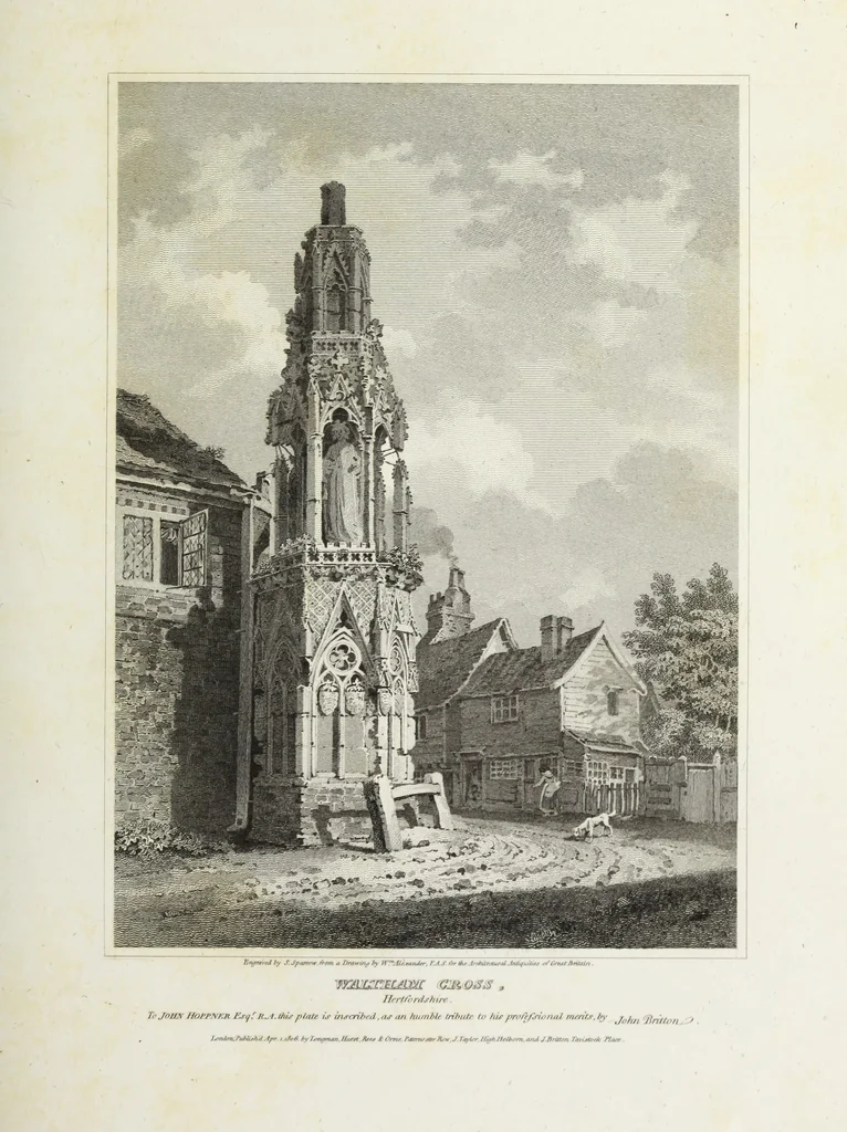 An illustration from The architectural antiquities of Great Britain, represented and illustrated in a series of views, elevations, plans, sections, and details, of various ancient English edifices : with historical and descriptive accounts of each, 1807, leaf 224