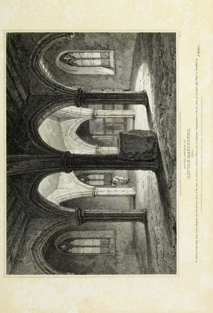 An illustration from The architectural antiquities of Great Britain, represented and illustrated in a series of views, elevations, plans, sections, and details, of various ancient English edifices : with historical and descriptive accounts of each, 1807, leaf 232