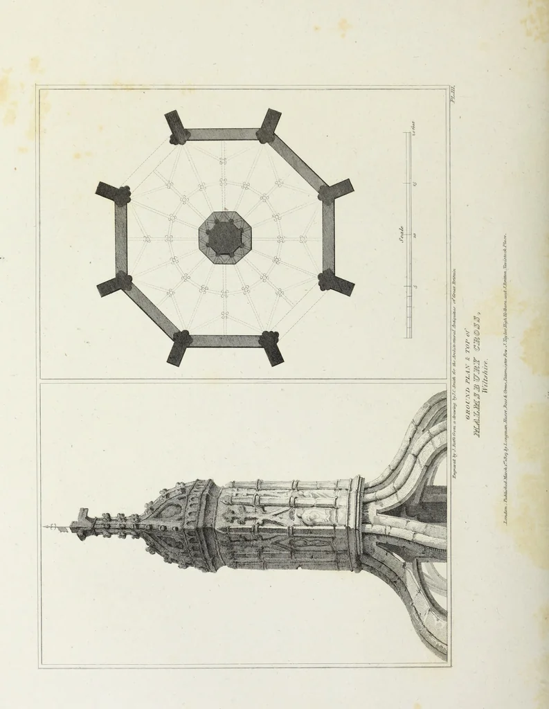 An illustration from The architectural antiquities of Great Britain, represented and illustrated in a series of views, elevations, plans, sections, and details, of various ancient English edifices : with historical and descriptive accounts of each, 1807, leaf 239