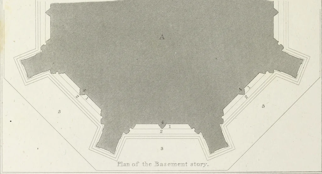 An illustration from The architectural antiquities of Great Britain, represented and illustrated in a series of views, elevations, plans, sections, and details, of various ancient English edifices : with historical and descriptive accounts of each, 1807, leaf 247