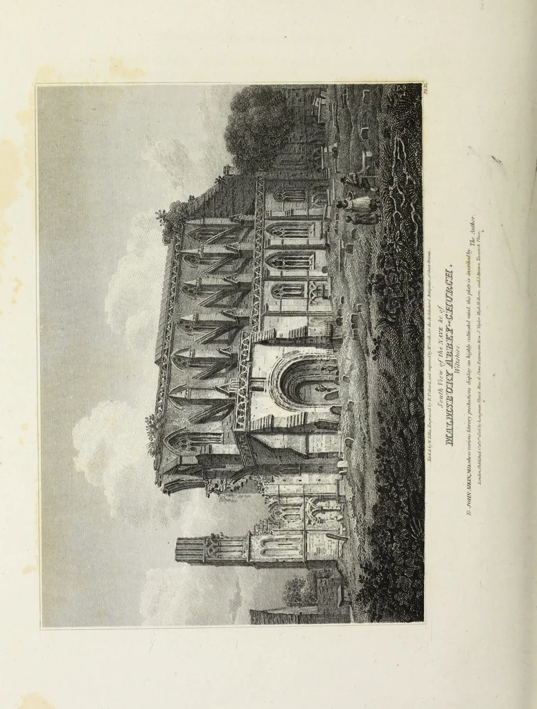 An illustration from The architectural antiquities of Great Britain, represented and illustrated in a series of views, elevations, plans, sections, and details, of various ancient English edifices : with historical and descriptive accounts of each, 1807, leaf 271