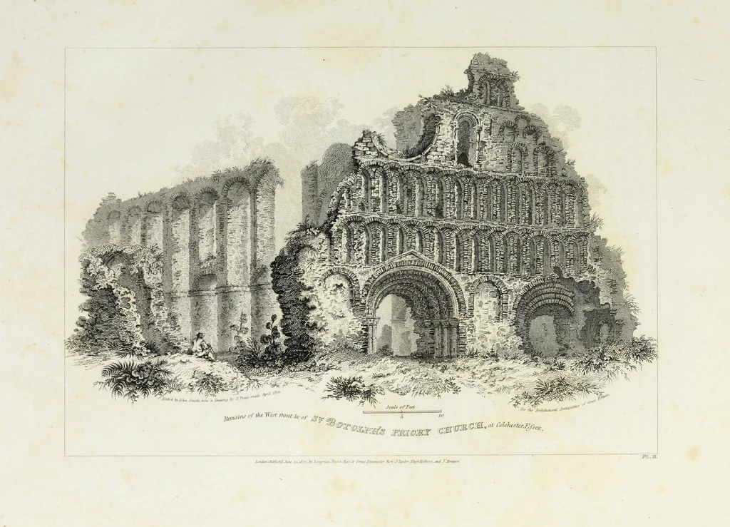 An illustration from The architectural antiquities of Great Britain, represented and illustrated in a series of views, elevations, plans, sections, and details, of various ancient English edifices : with historical and descriptive accounts of each, 1807, leaf 30