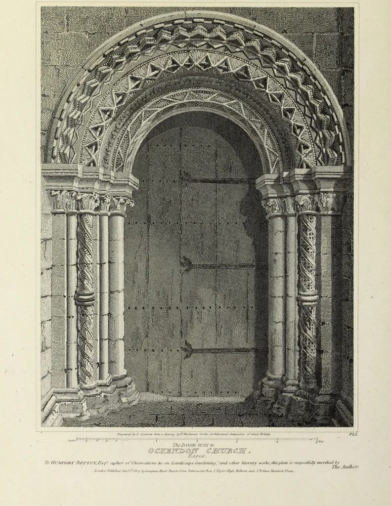 An illustration from The architectural antiquities of Great Britain, represented and illustrated in a series of views, elevations, plans, sections, and details, of various ancient English edifices : with historical and descriptive accounts of each, 1807, leaf 307