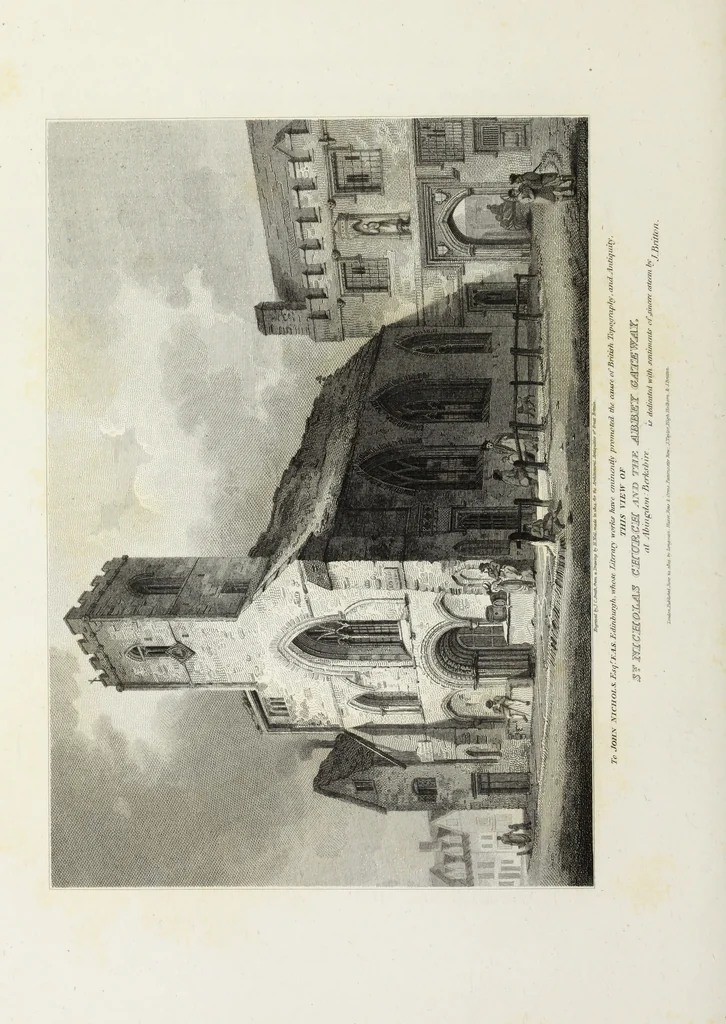 An illustration from The architectural antiquities of Great Britain, represented and illustrated in a series of views, elevations, plans, sections, and details, of various ancient English edifices : with historical and descriptive accounts of each, 1807, leaf 59
