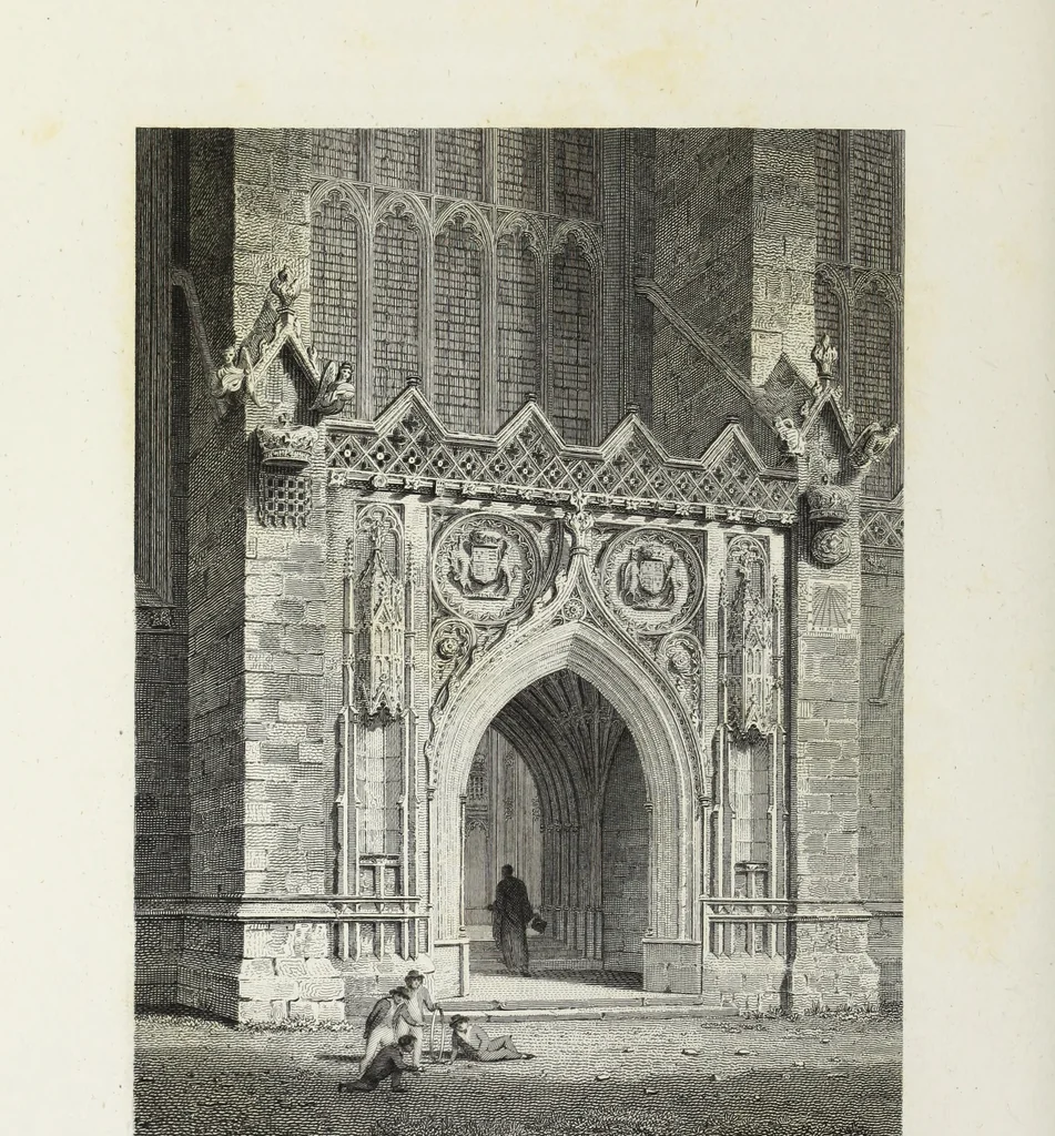 An illustration from The architectural antiquities of Great Britain, represented and illustrated in a series of views, elevations, plans, sections, and details, of various ancient English edifices : with historical and descriptive accounts of each, 1807, leaf 73