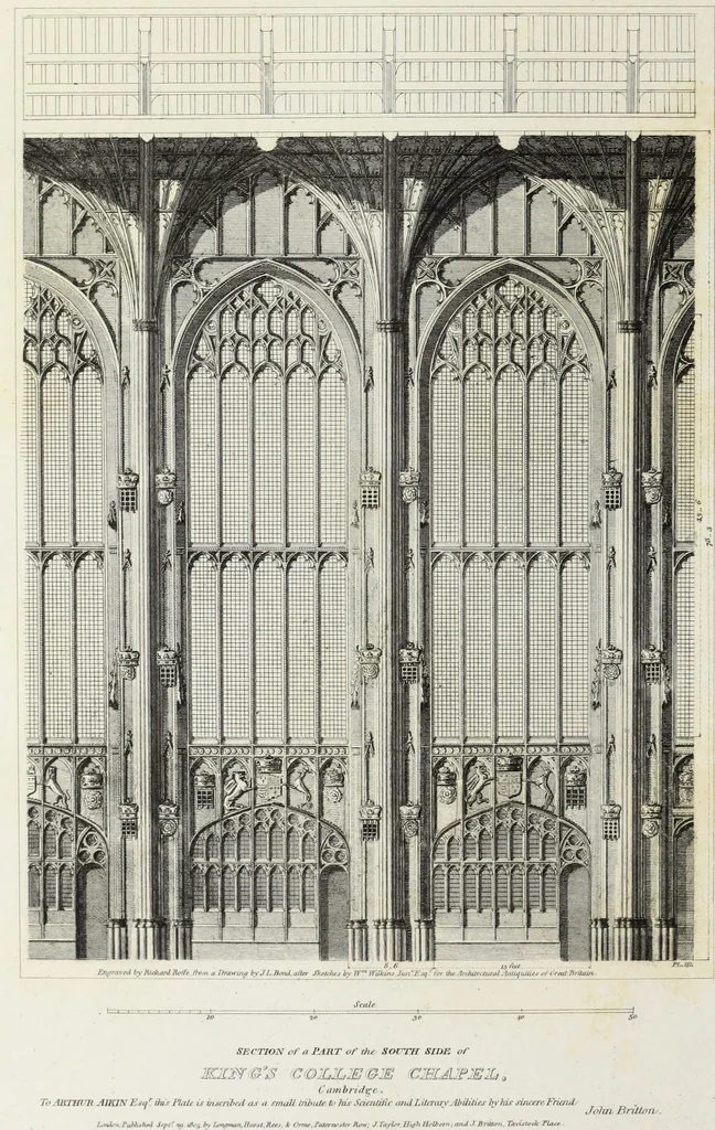 An illustration from The architectural antiquities of Great Britain, represented and illustrated in a series of views, elevations, plans, sections, and details, of various ancient English edifices : with historical and descriptive accounts of each, 1807, leaf 85