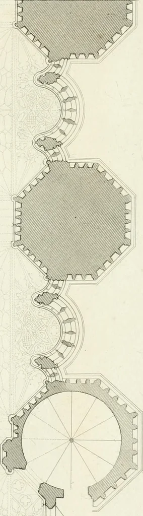 An illustration from The architectural antiquities of Great Britain : represented and illustrated in a series of views, elevations, plans, sections, and details, of various ancient English edifices : with historical and descriptive accounts of each, 1807, leaf 111