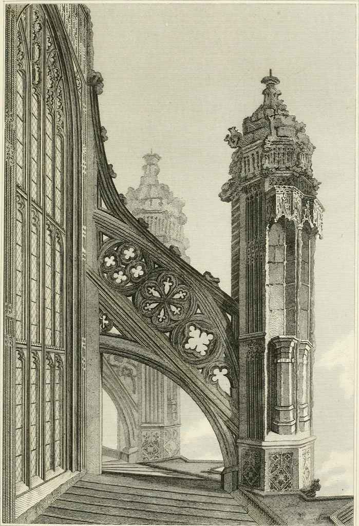 An illustration from The architectural antiquities of Great Britain : represented and illustrated in a series of views, elevations, plans, sections, and details, of various ancient English edifices : with historical and descriptive accounts of each, 1807, leaf 118