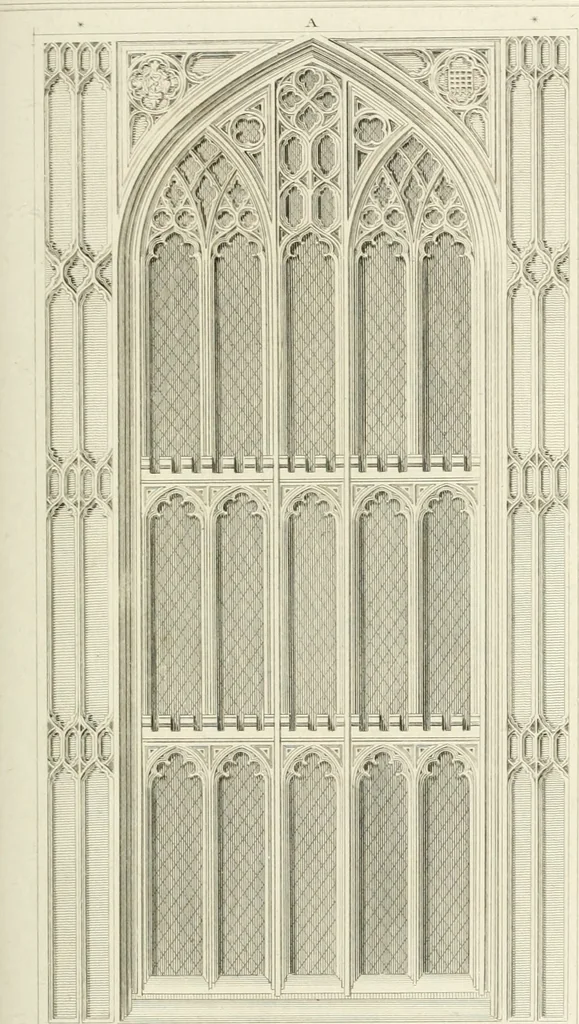 An illustration from The architectural antiquities of Great Britain : represented and illustrated in a series of views, elevations, plans, sections, and details, of various ancient English edifices : with historical and descriptive accounts of each, 1807, leaf 120