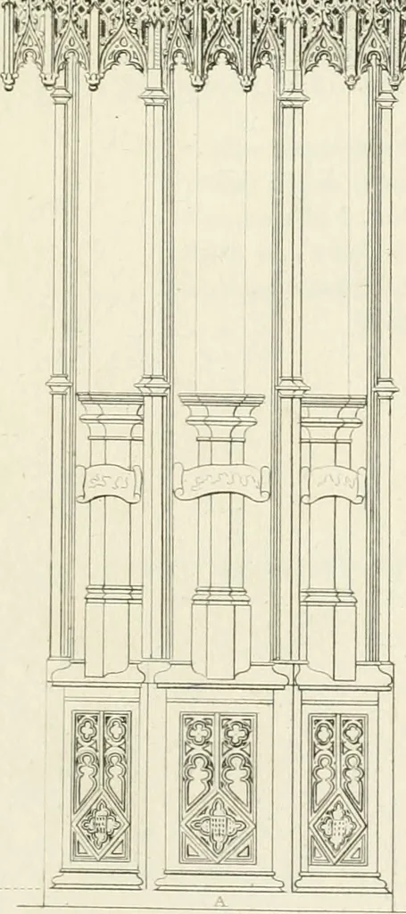 An illustration from The architectural antiquities of Great Britain : represented and illustrated in a series of views, elevations, plans, sections, and details, of various ancient English edifices : with historical and descriptive accounts of each, 1807, leaf 122