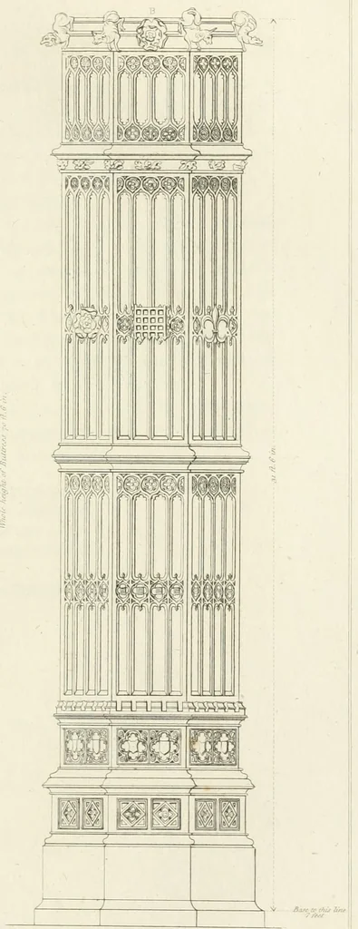 An illustration from The architectural antiquities of Great Britain : represented and illustrated in a series of views, elevations, plans, sections, and details, of various ancient English edifices : with historical and descriptive accounts of each, 1807, leaf 122