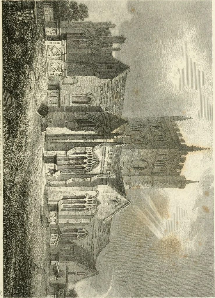 An illustration from The architectural antiquities of Great Britain : represented and illustrated in a series of views, elevations, plans, sections, and details, of various ancient English edifices : with historical and descriptive accounts of each, 1807, leaf 28