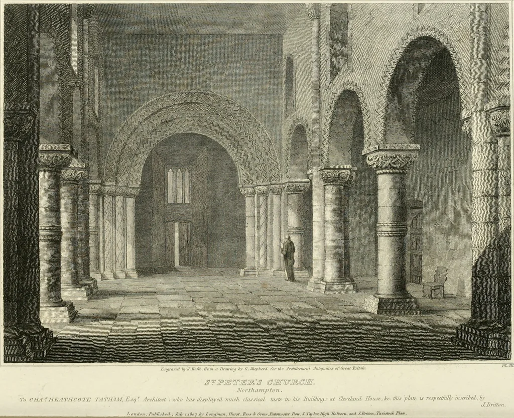 An illustration from The architectural antiquities of Great Britain : represented and illustrated in a series of views, elevations, plans, sections, and details, of various ancient English edifices : with historical and descriptive accounts of each, 1807, leaf 40