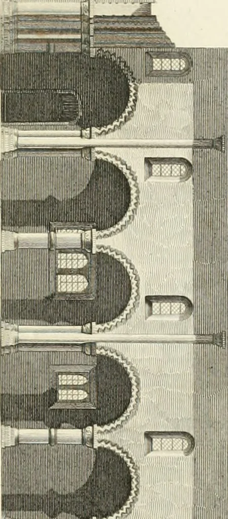 An illustration from The architectural antiquities of Great Britain : represented and illustrated in a series of views, elevations, plans, sections, and details, of various ancient English edifices : with historical and descriptive accounts of each, 1807, leaf 42