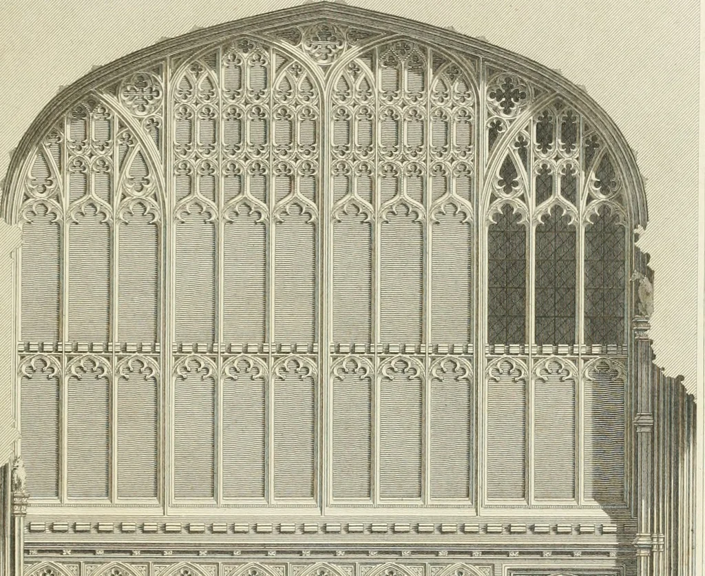 An illustration from The architectural antiquities of Great Britain : represented and illustrated in a series of views, elevations, plans, sections, and details, of various ancient English edifices : with historical and descriptive accounts of each, 1807, leaf 84
