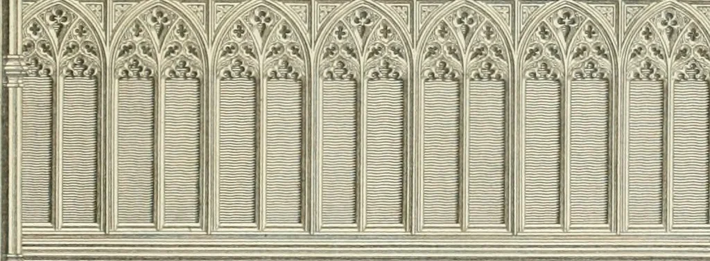 An illustration from The architectural antiquities of Great Britain : represented and illustrated in a series of views, elevations, plans, sections, and details, of various ancient English edifices : with historical and descriptive accounts of each, 1807, leaf 84