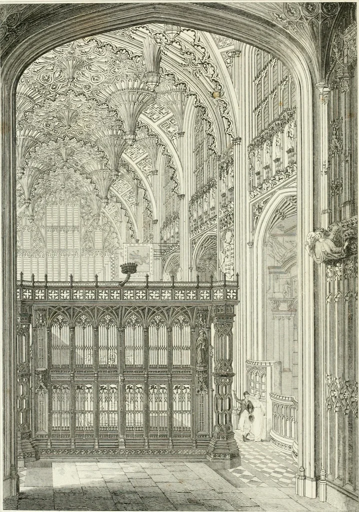 An illustration from The architectural antiquities of Great Britain : represented and illustrated in a series of views, elevations, plans, sections, and details, of various ancient English edifices : with historical and descriptive accounts of each, 1807, leaf 95