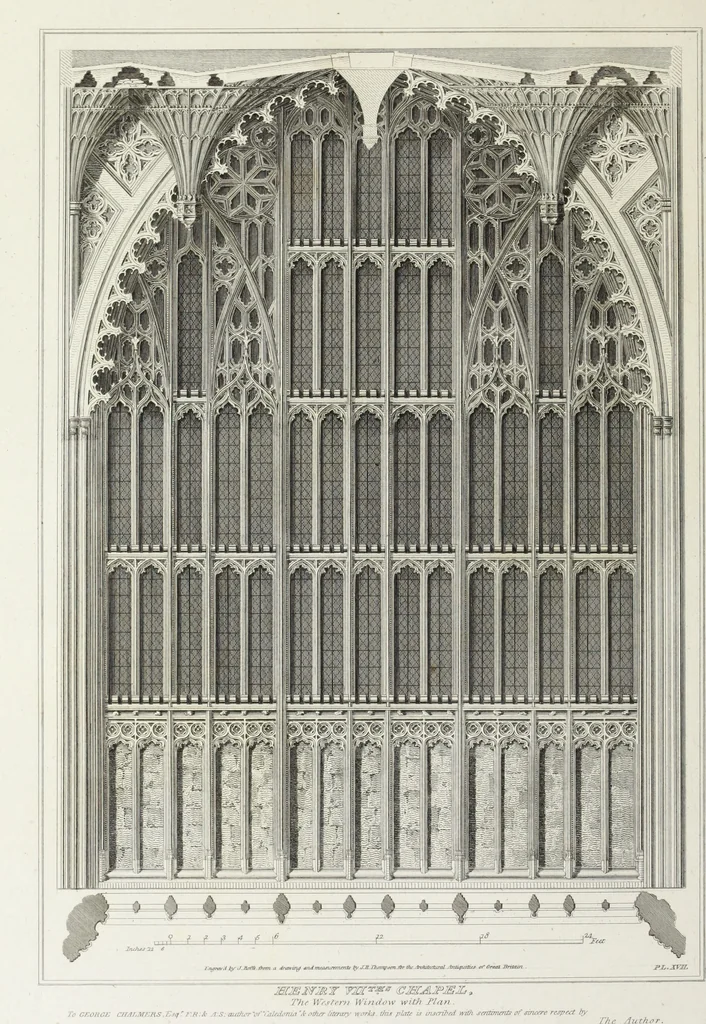 An illustration from The architectural antiquities of Great Britain, represented and illustrated in a series of views, elevations, plans, sections, and details, of various ancient English edifices : with historical and descriptive accounts of each, 1807, leaf 111