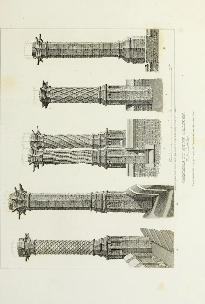 An illustration from The architectural antiquities of Great Britain, represented and illustrated in a series of views, elevations, plans, sections, and details, of various ancient English edifices : with historical and descriptive accounts of each, 1807, leaf 168