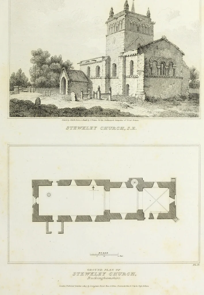 An illustration from The architectural antiquities of Great Britain, represented and illustrated in a series of views, elevations, plans, sections, and details, of various ancient English edifices : with historical and descriptive accounts of each, 1807, leaf 18