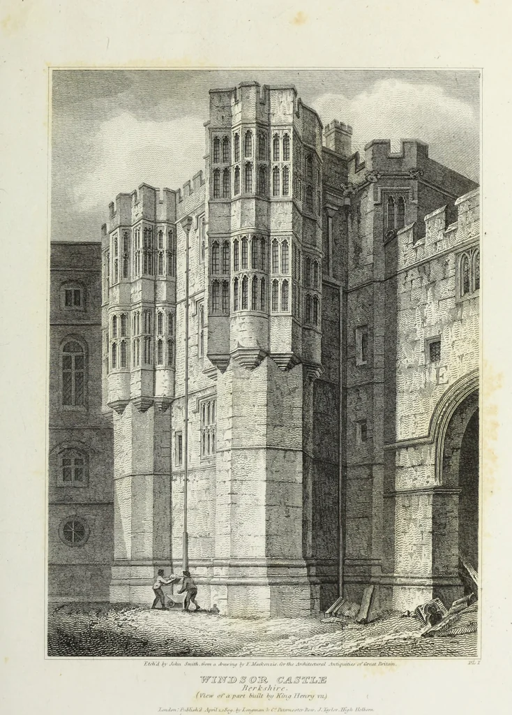 An illustration from The architectural antiquities of Great Britain, represented and illustrated in a series of views, elevations, plans, sections, and details, of various ancient English edifices : with historical and descriptive accounts of each, 1807, leaf 206