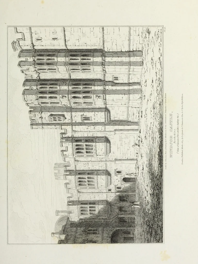 An illustration from The architectural antiquities of Great Britain, represented and illustrated in a series of views, elevations, plans, sections, and details, of various ancient English edifices : with historical and descriptive accounts of each, 1807, leaf 208