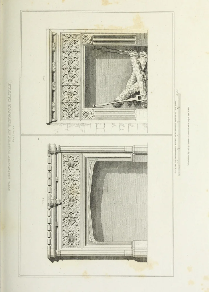 An illustration from The architectural antiquities of Great Britain, represented and illustrated in a series of views, elevations, plans, sections, and details, of various ancient English edifices : with historical and descriptive accounts of each, 1807, leaf 210