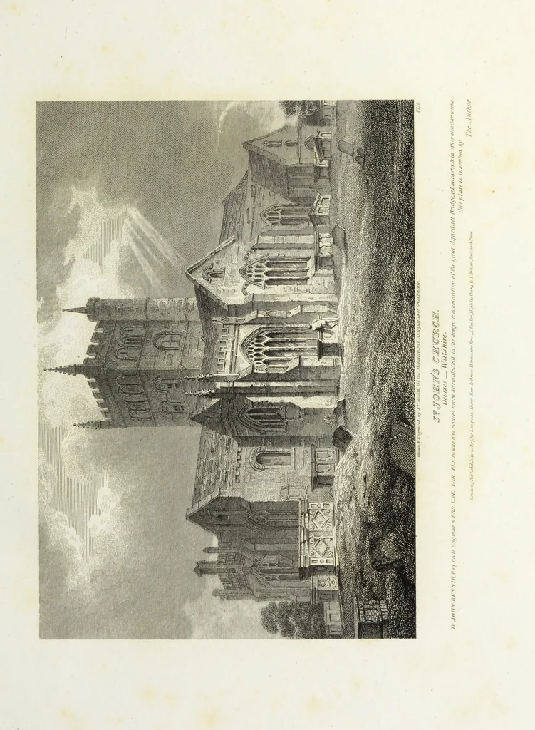 An illustration from The architectural antiquities of Great Britain, represented and illustrated in a series of views, elevations, plans, sections, and details, of various ancient English edifices : with historical and descriptive accounts of each, 1807, leaf 22