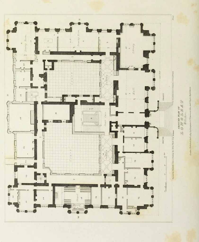 An illustration from The architectural antiquities of Great Britain, represented and illustrated in a series of views, elevations, plans, sections, and details, of various ancient English edifices : with historical and descriptive accounts of each, 1807, leaf 229