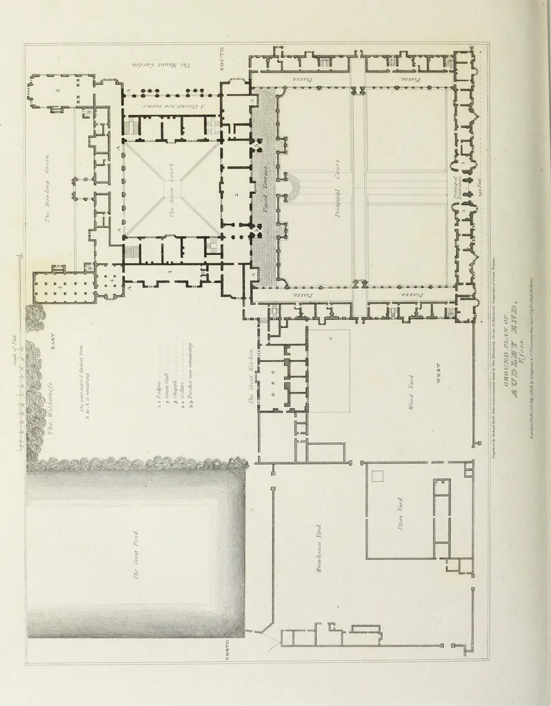 An illustration from The architectural antiquities of Great Britain, represented and illustrated in a series of views, elevations, plans, sections, and details, of various ancient English edifices : with historical and descriptive accounts of each, 1807, leaf 263