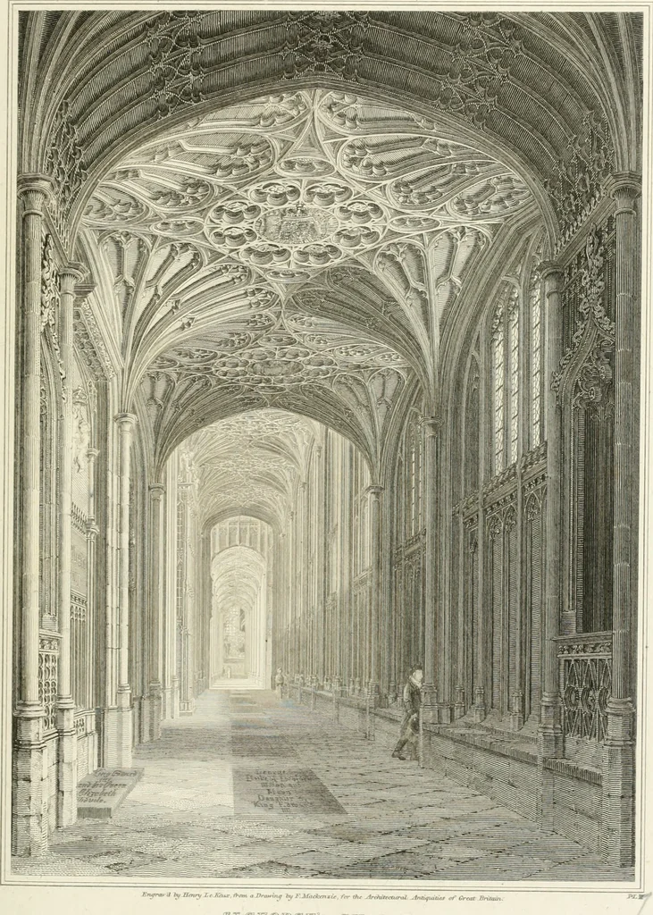 An illustration from The architectural antiquities of Great Britain : represented and illustrated in a series of views, elevations, plans, sections, and details, of various ancient English edifices : with historical and descriptive accounts of each, 1807, leaf 110
