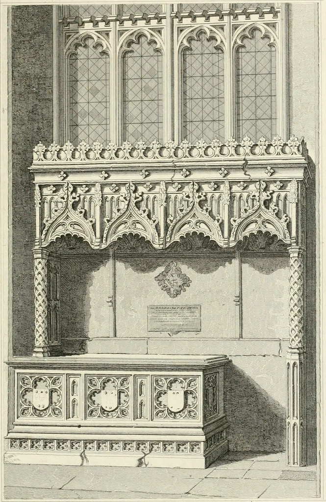 An illustration from The architectural antiquities of Great Britain : represented and illustrated in a series of views, elevations, plans, sections, and details, of various ancient English edifices : with historical and descriptive accounts of each, 1807, leaf 112