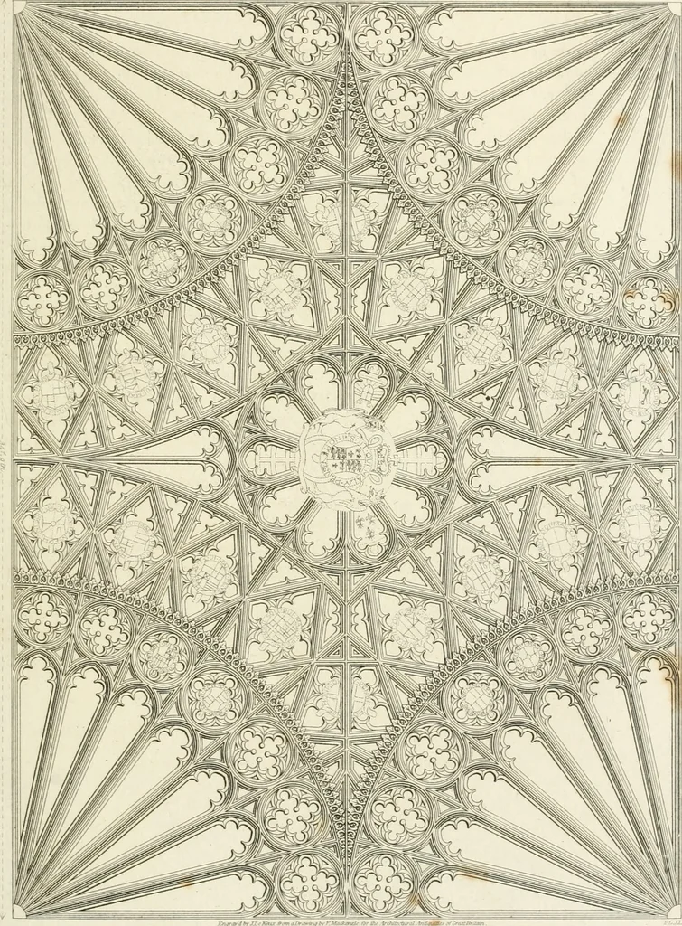 An illustration from The architectural antiquities of Great Britain : represented and illustrated in a series of views, elevations, plans, sections, and details, of various ancient English edifices : with historical and descriptive accounts of each, 1807, leaf 116