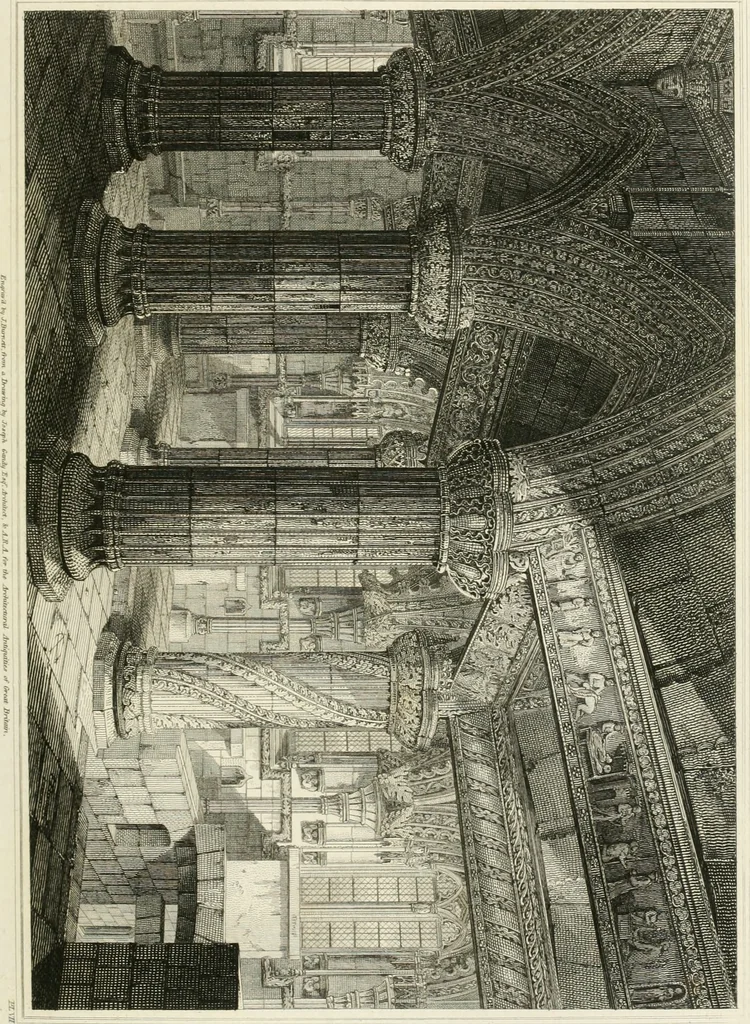 An illustration from The architectural antiquities of Great Britain : represented and illustrated in a series of views, elevations, plans, sections, and details, of various ancient English edifices : with historical and descriptive accounts of each, 1807, leaf 140