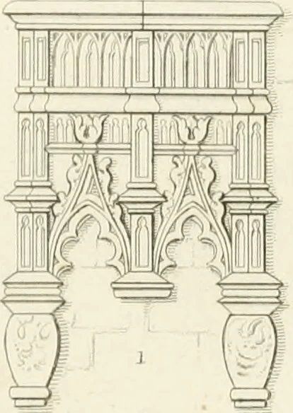 An illustration from The architectural antiquities of Great Britain : represented and illustrated in a series of views, elevations, plans, sections, and details, of various ancient English edifices : with historical and descriptive accounts of each, 1807, leaf 154