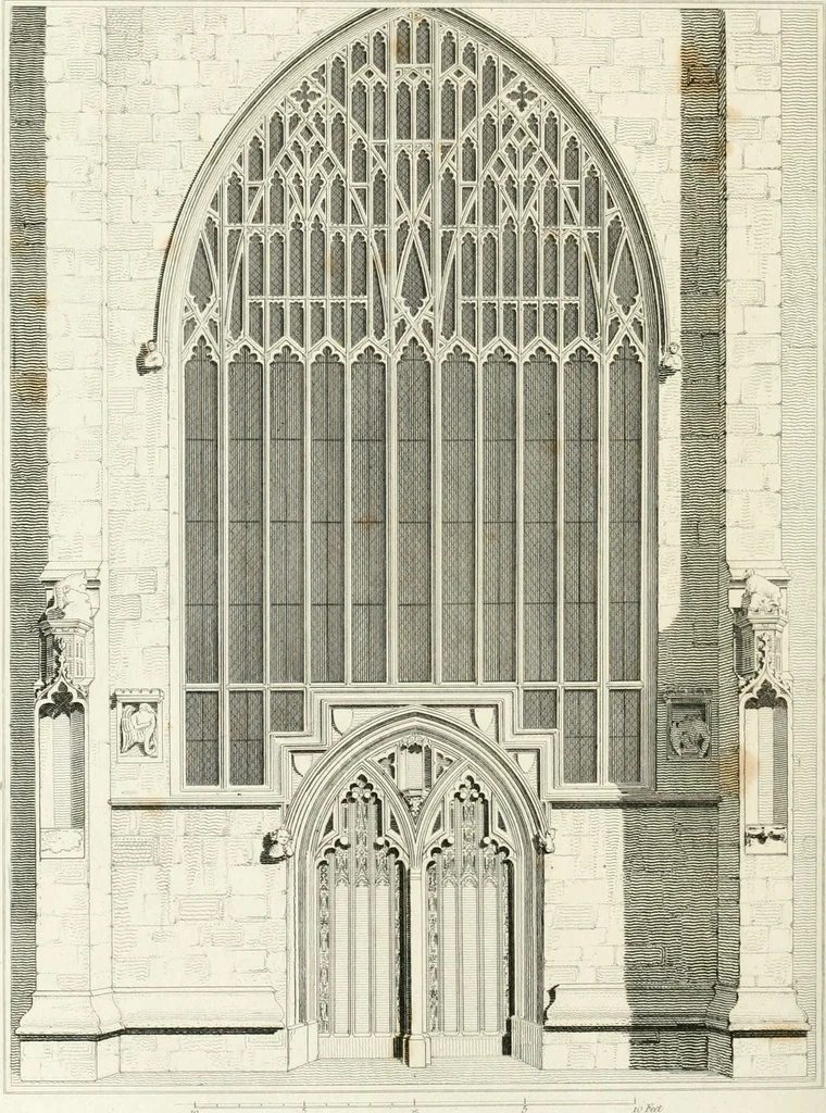 An illustration from The architectural antiquities of Great Britain : represented and illustrated in a series of views, elevations, plans, sections, and details, of various ancient English edifices : with historical and descriptive accounts of each, 1807, leaf 157