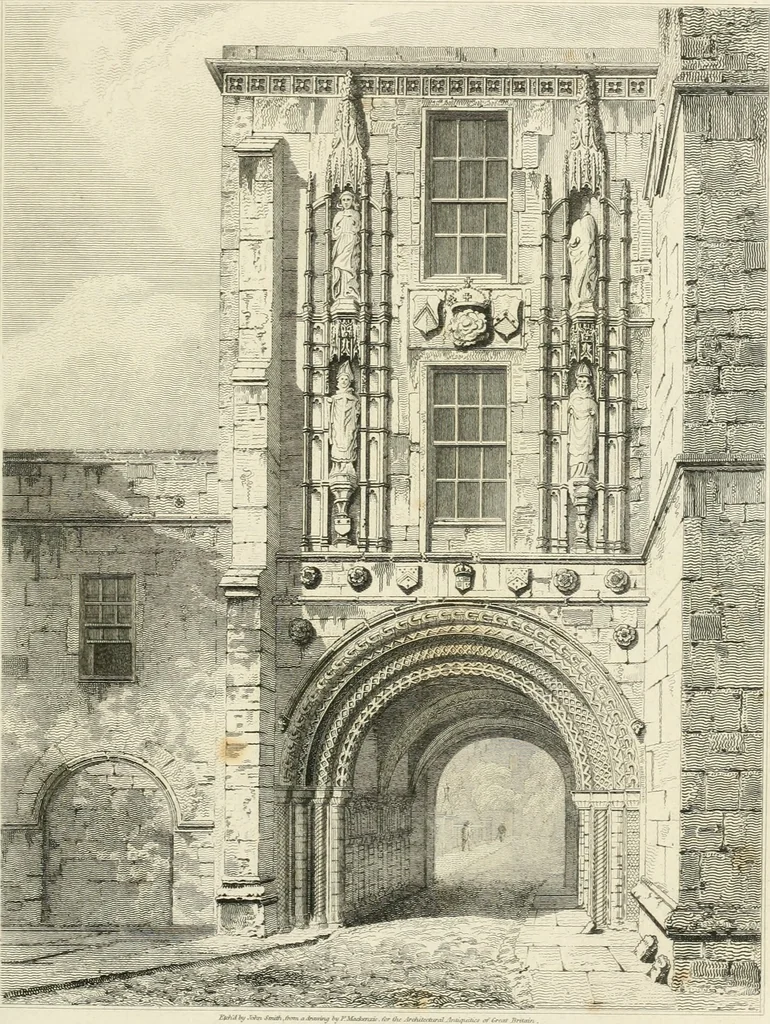 An illustration from The architectural antiquities of Great Britain : represented and illustrated in a series of views, elevations, plans, sections, and details, of various ancient English edifices : with historical and descriptive accounts of each, 1807, leaf 188