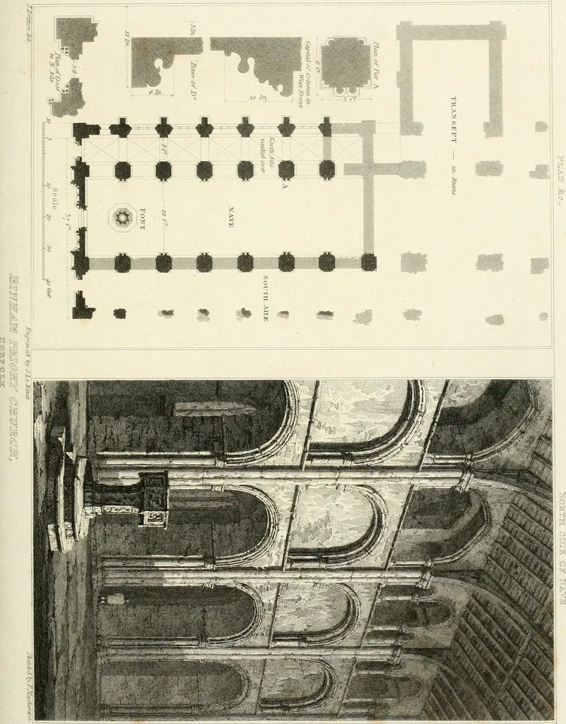 An illustration from The architectural antiquities of Great Britain : represented and illustrated in a series of views, elevations, plans, sections, and details, of various ancient English edifices : with historical and descriptive accounts of each, 1807, leaf 194