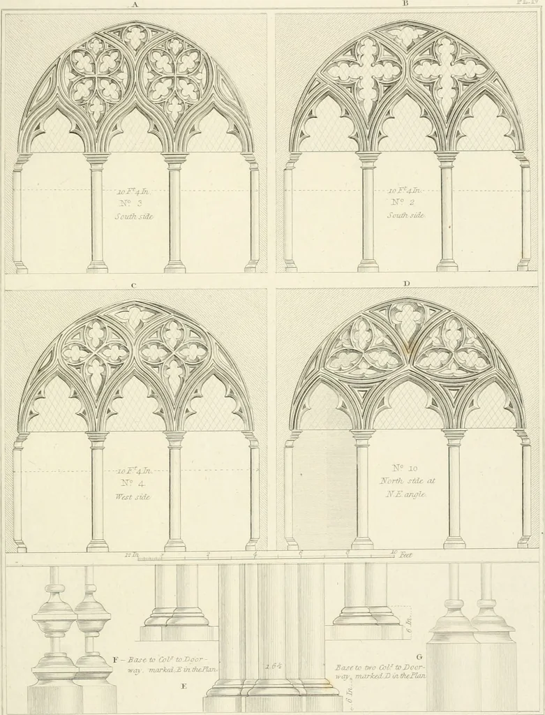 An illustration from The architectural antiquities of Great Britain : represented and illustrated in a series of views, elevations, plans, sections, and details, of various ancient English edifices : with historical and descriptive accounts of each, 1807, leaf 234