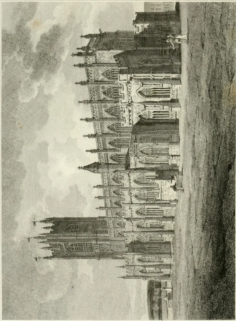 An illustration from The architectural antiquities of Great Britain : represented and illustrated in a series of views, elevations, plans, sections, and details, of various ancient English edifices : with historical and descriptive accounts of each, 1807, leaf 43