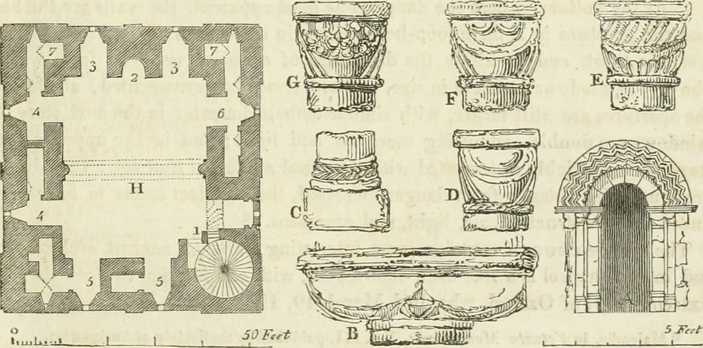 An illustration from The architectural antiquities of Great Britain : represented and illustrated in a series of views, elevations, plans, sections, and details, of various ancient English edifices : with historical and descriptive accounts of each, 1807, leaf 68
