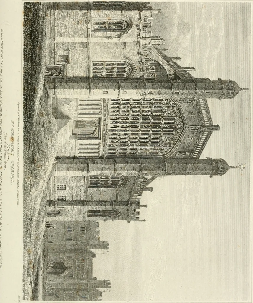 An illustration from The architectural antiquities of Great Britain : represented and illustrated in a series of views, elevations, plans, sections, and details, of various ancient English edifices : with historical and descriptive accounts of each, 1807, leaf 80