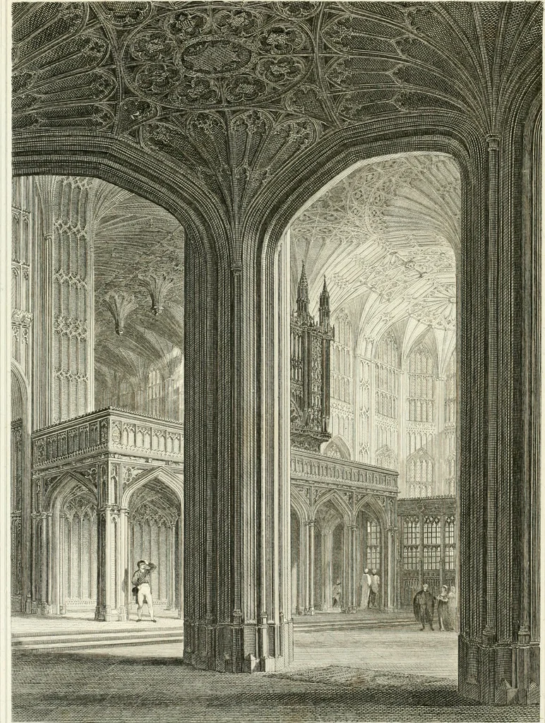 An illustration from The architectural antiquities of Great Britain : represented and illustrated in a series of views, elevations, plans, sections, and details, of various ancient English edifices : with historical and descriptive accounts of each, 1807, leaf 91