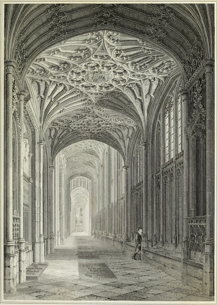 An illustration from The architectural antiquities of Great Britain, represented and illustrated in a series of views, elevations, plans, sections, and details, of various ancient English edifices : with historical and descriptive accounts of each, 1807, leaf 110