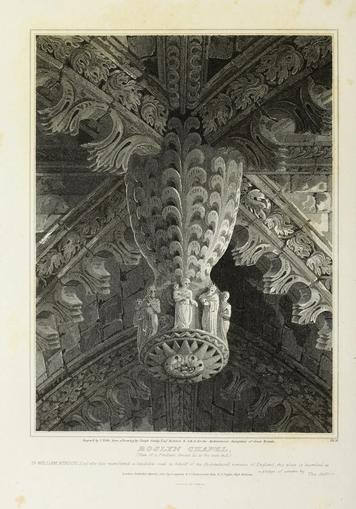An illustration from The architectural antiquities of Great Britain, represented and illustrated in a series of views, elevations, plans, sections, and details, of various ancient English edifices : with historical and descriptive accounts of each, 1807, leaf 145