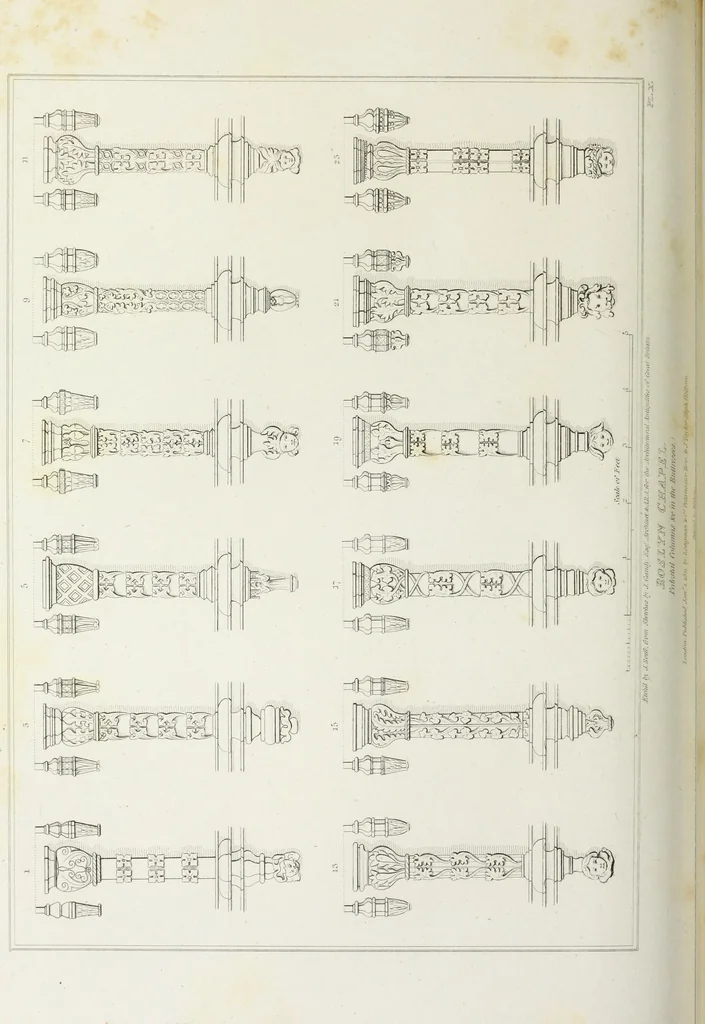 An illustration from The architectural antiquities of Great Britain, represented and illustrated in a series of views, elevations, plans, sections, and details, of various ancient English edifices : with historical and descriptive accounts of each, 1807, leaf 147