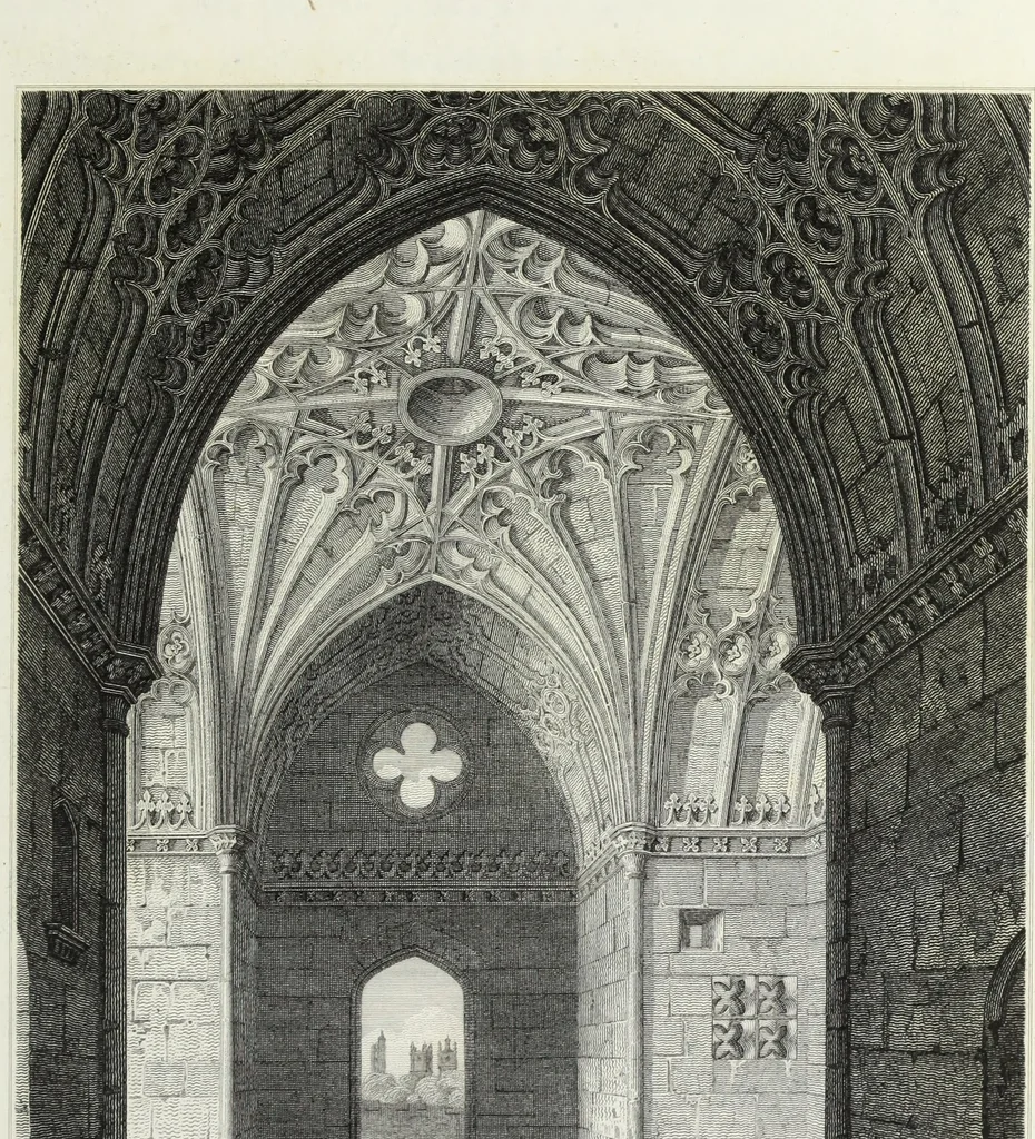 An illustration from The architectural antiquities of Great Britain, represented and illustrated in a series of views, elevations, plans, sections, and details, of various ancient English edifices : with historical and descriptive accounts of each, 1807, leaf 178