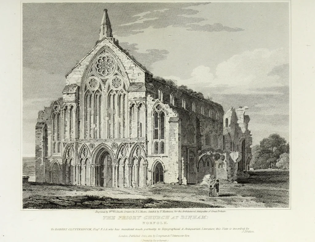 An illustration from The architectural antiquities of Great Britain, represented and illustrated in a series of views, elevations, plans, sections, and details, of various ancient English edifices : with historical and descriptive accounts of each, 1807, leaf 196