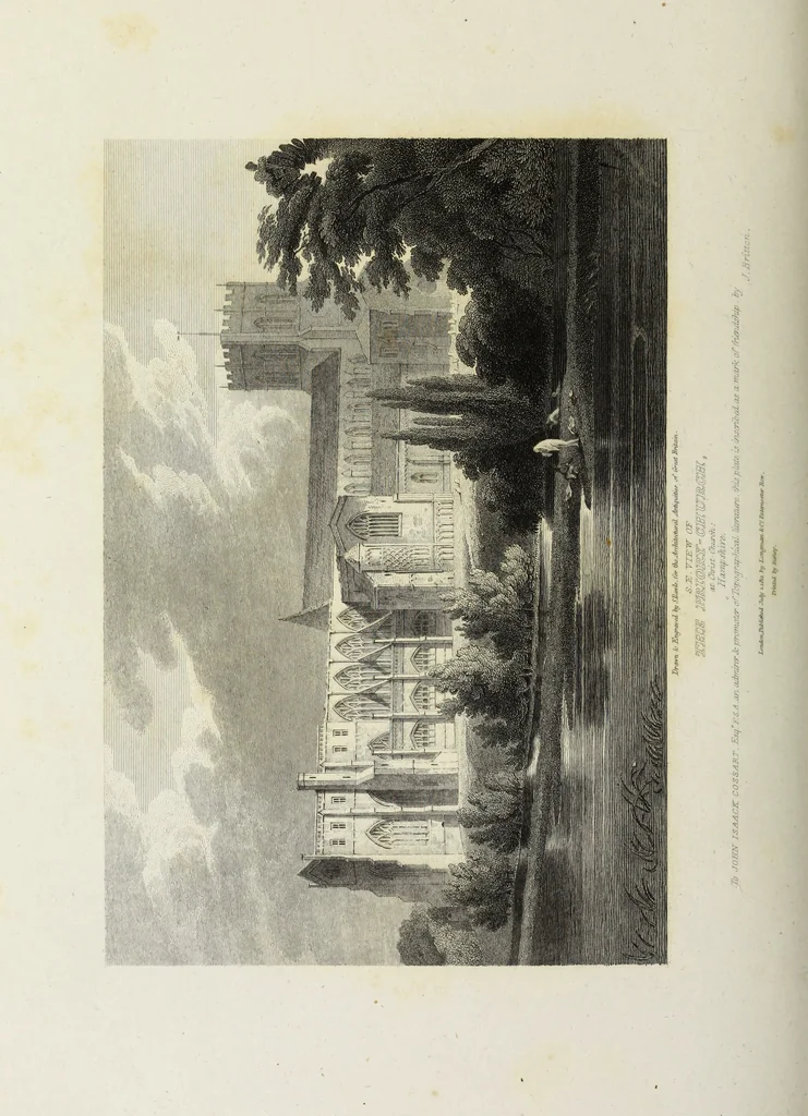 An illustration from The architectural antiquities of Great Britain, represented and illustrated in a series of views, elevations, plans, sections, and details, of various ancient English edifices : with historical and descriptive accounts of each, 1807, leaf 201
